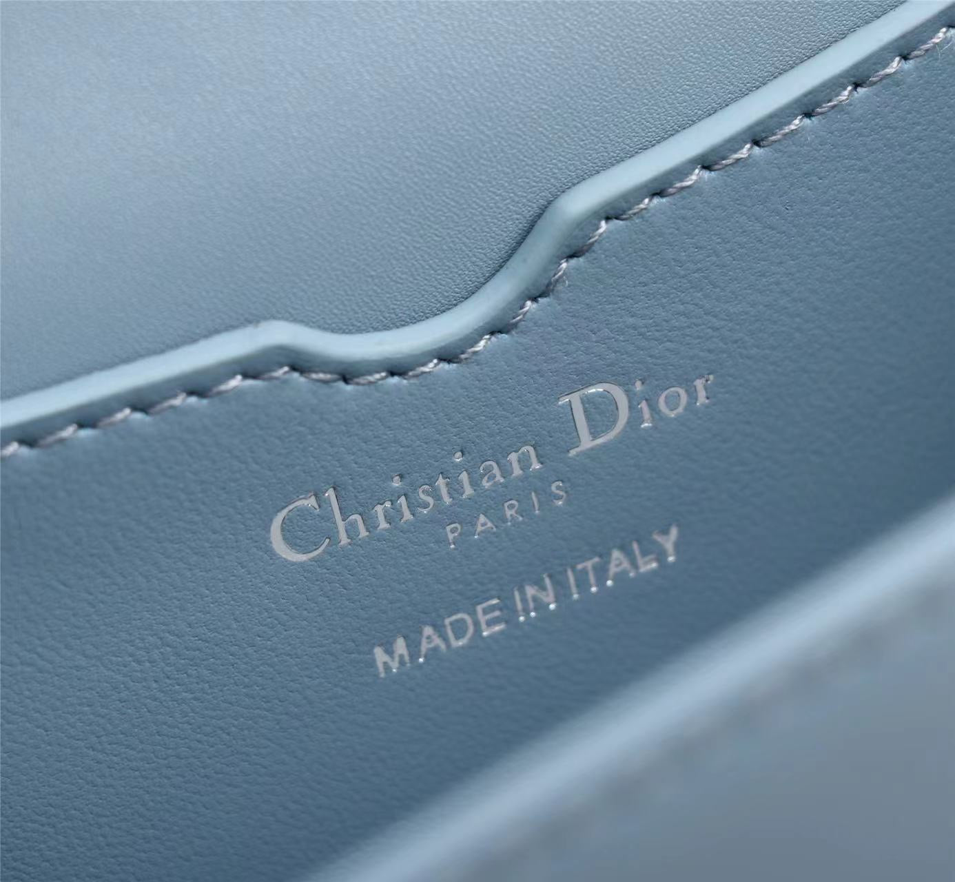 Dior 30 Montaigne Chain Bag With Handle In Sky Blue Lambskin