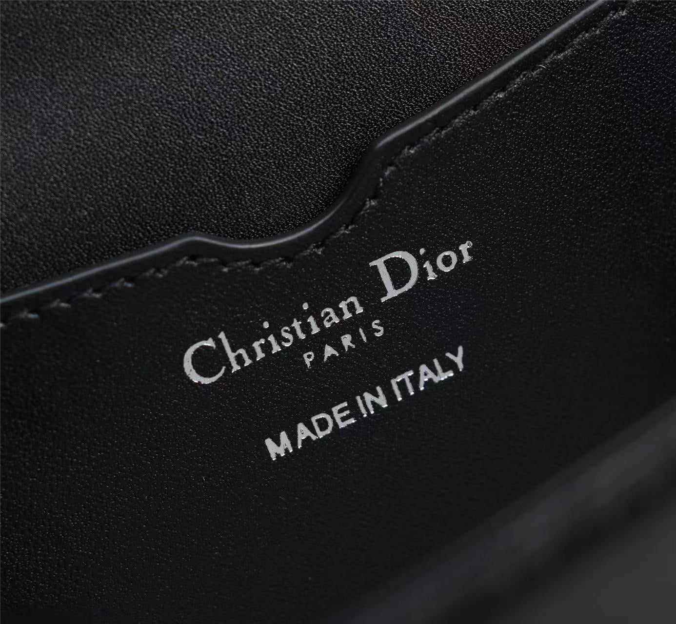 Dior 30 Montaigne Chain Bag With Handle In Black Lambskin