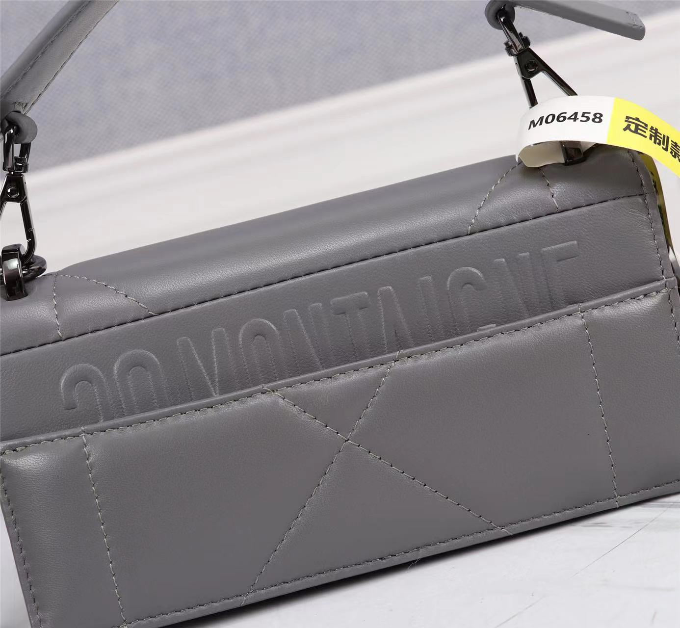 Dior 30 Montaigne Chain Bag With Handle In Gray Lambskin