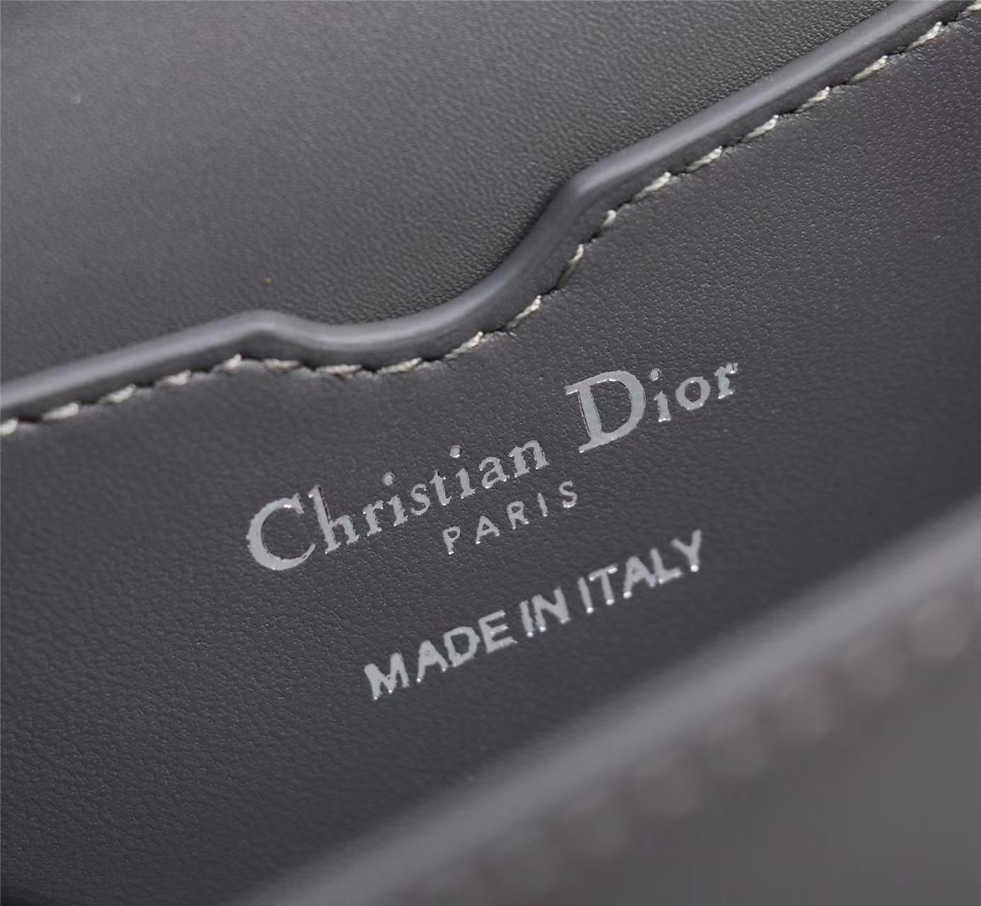 Dior 30 Montaigne Chain Bag With Handle In Gray Lambskin