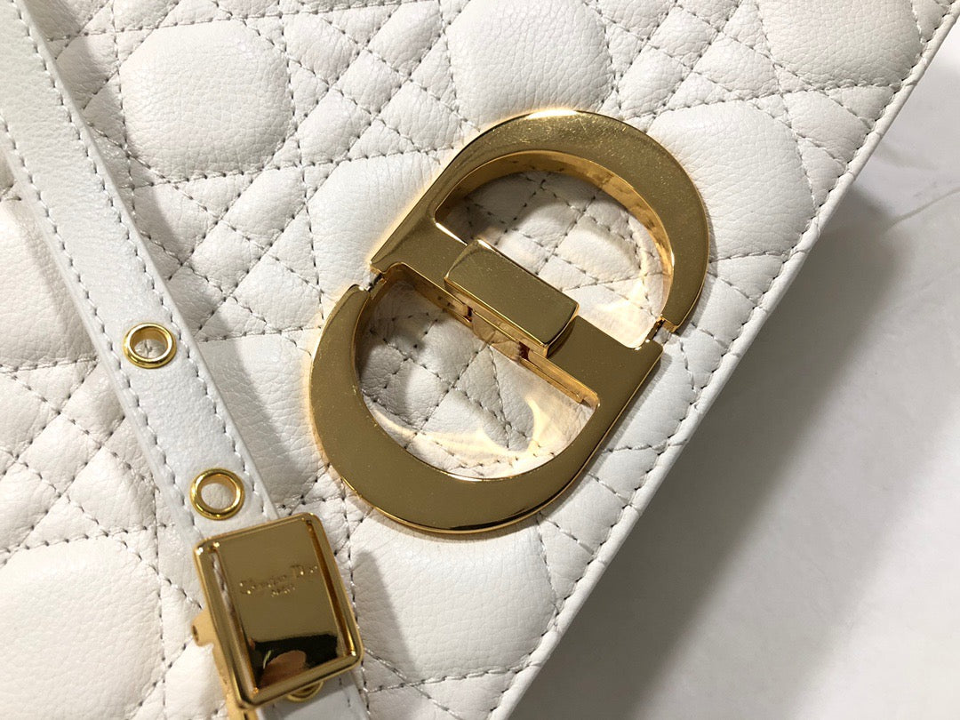 Dior Caro Large Bag In White Cannage Calfskin