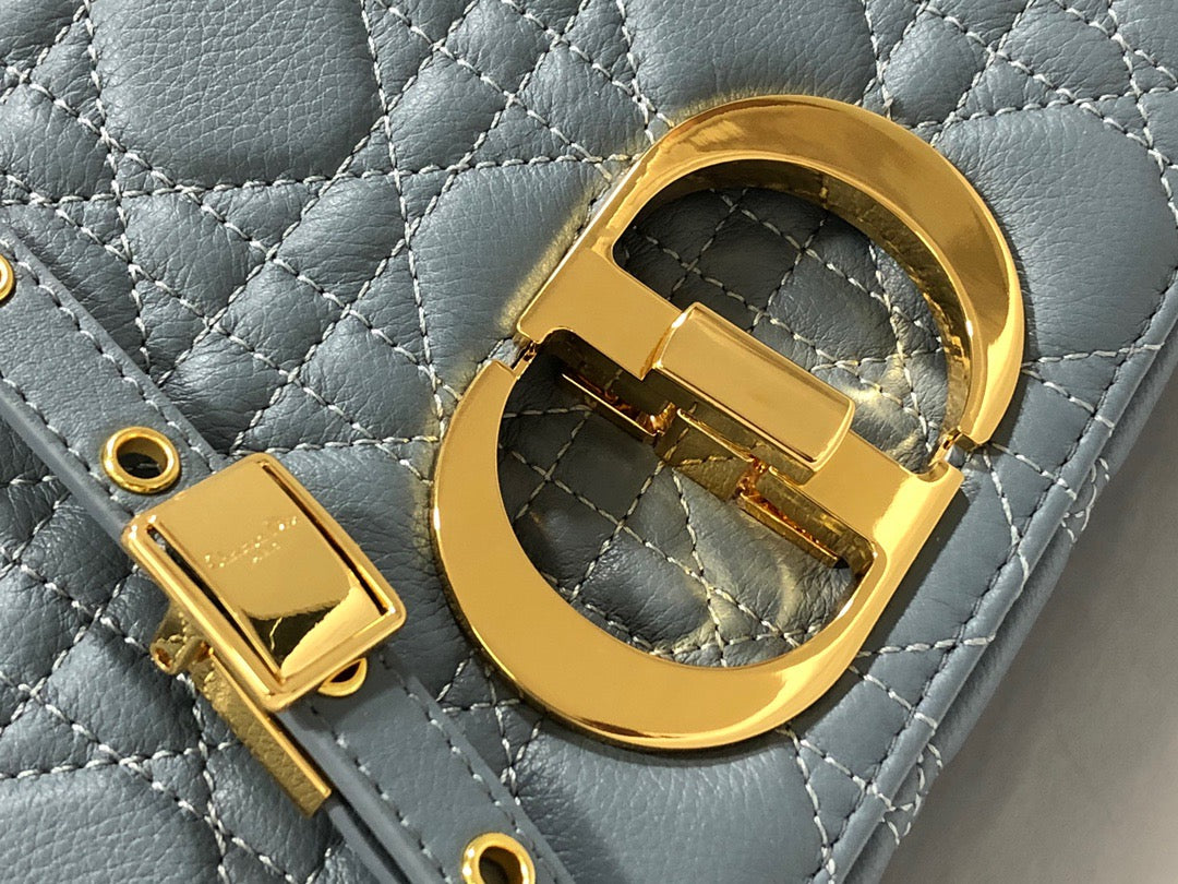 Dior Caro Large Bag In Blue Cannage Calfskin