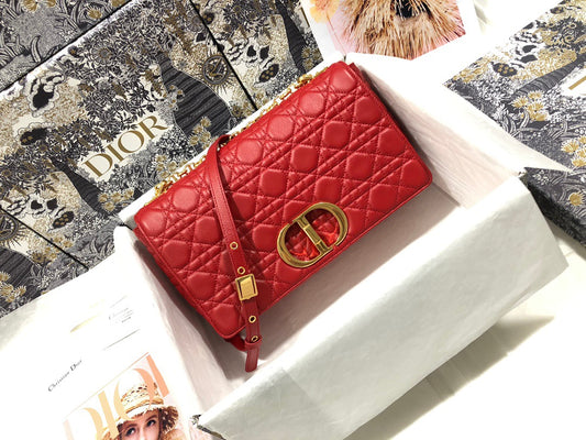 Dior Caro Large Bag In Red Cannage CalfskiRed