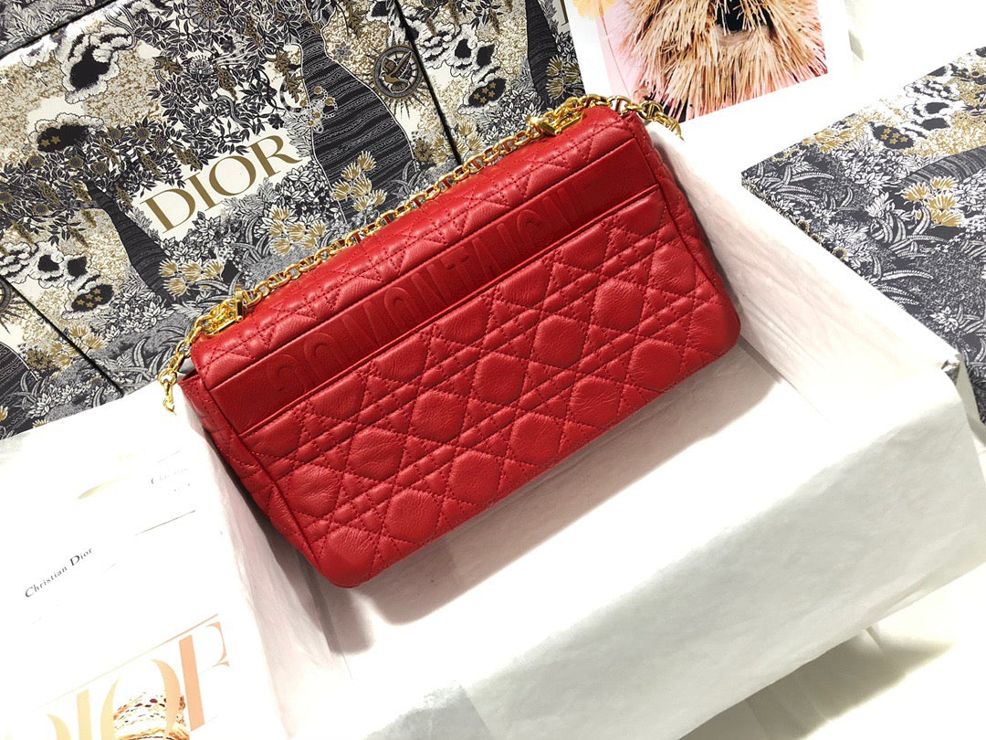 Dior Caro Large Bag In Red Cannage CalfskiRed