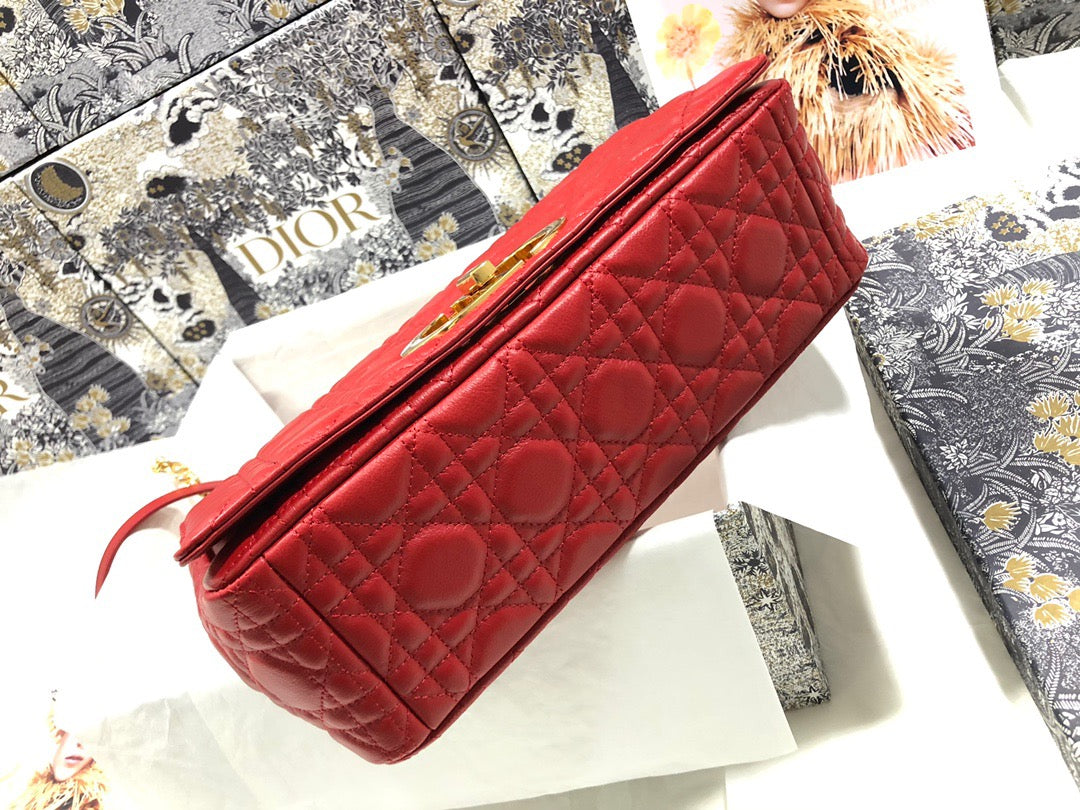 Dior Caro Large Bag In Red Cannage CalfskiRed