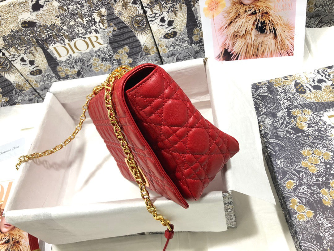 Dior Caro Large Bag In Red Cannage CalfskiRed