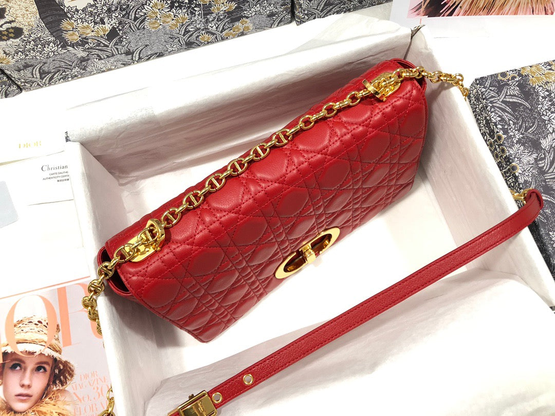 Dior Caro Large Bag In Red Cannage CalfskiRed