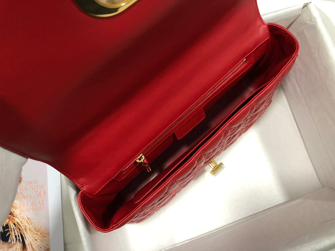 Dior Caro Large Bag In Red Cannage CalfskiRed