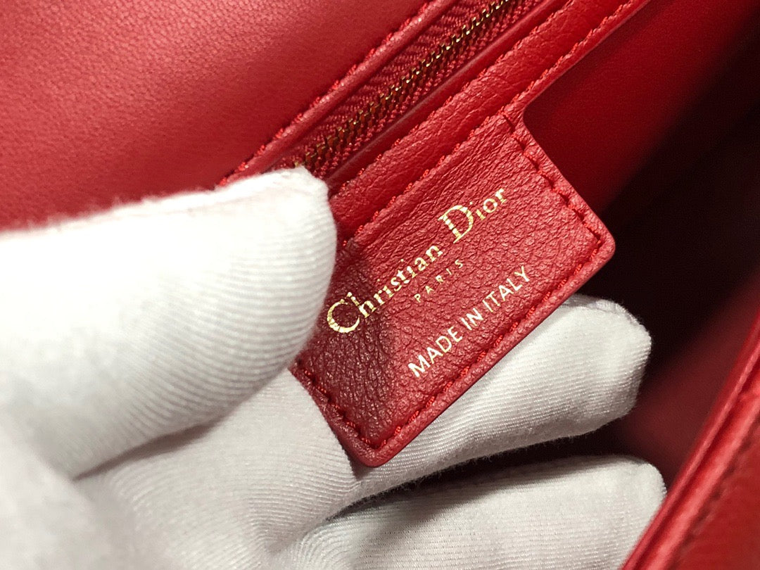 Dior Caro Large Bag In Red Cannage CalfskiRed