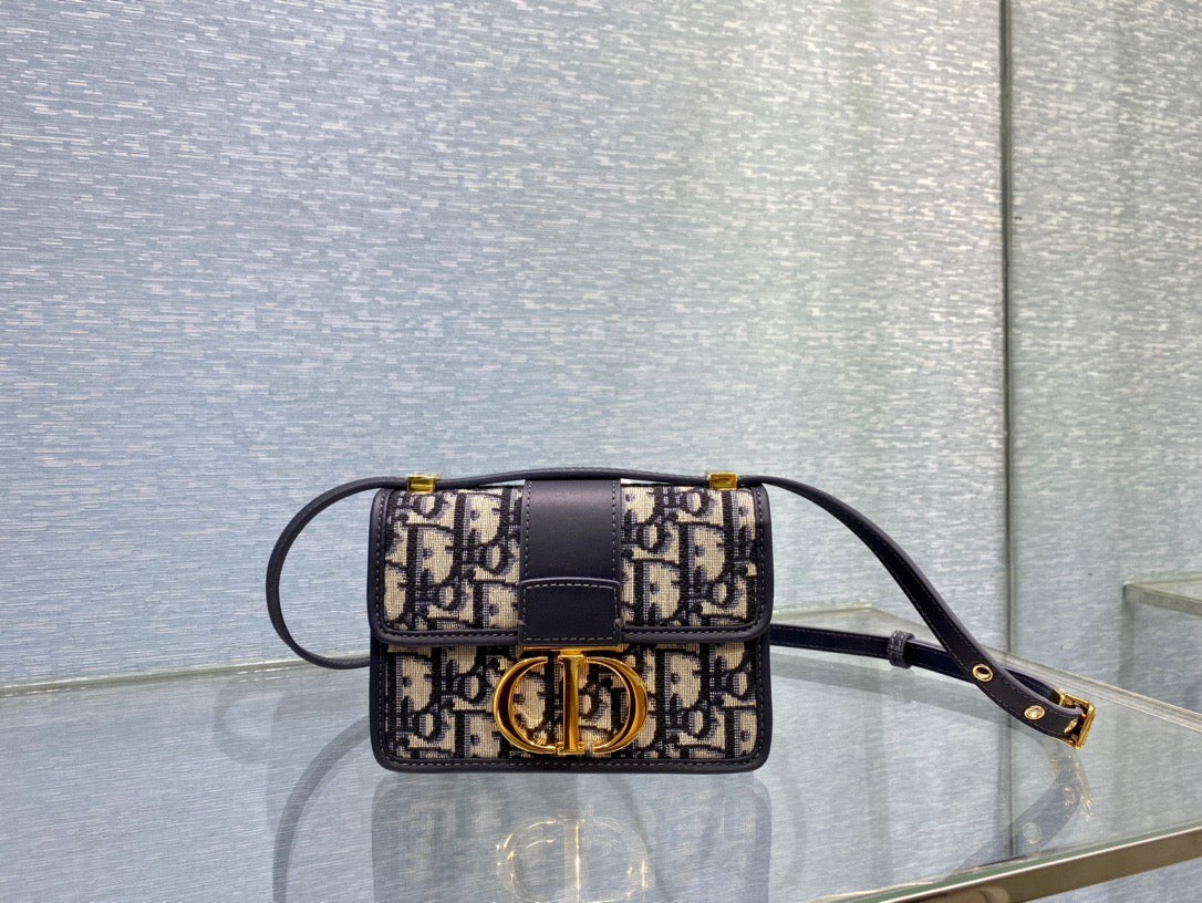 Dior 30 Montaigne Micro Bag In Blue Oblique Jacquard