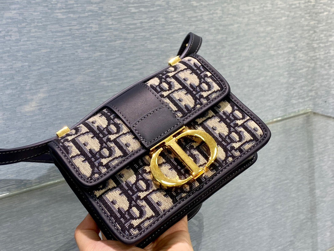 Dior 30 Montaigne Micro Bag In Blue Oblique Jacquard