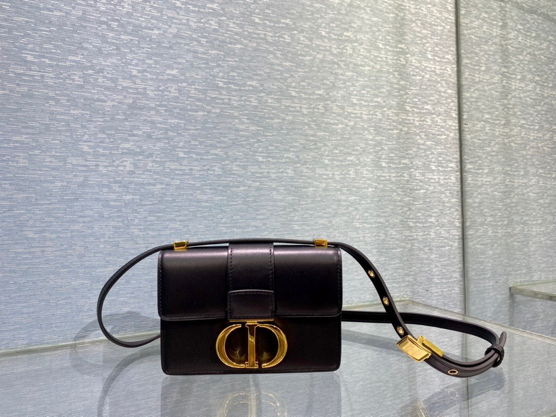 Dior 30 Montaigne Micro Bag In Black Box Calfskin