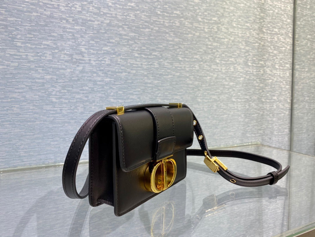 Dior 30 Montaigne Micro Bag In Black Box Calfskin