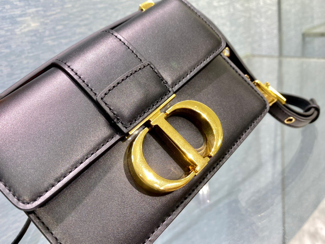 Dior 30 Montaigne Micro Bag In Black Box Calfskin