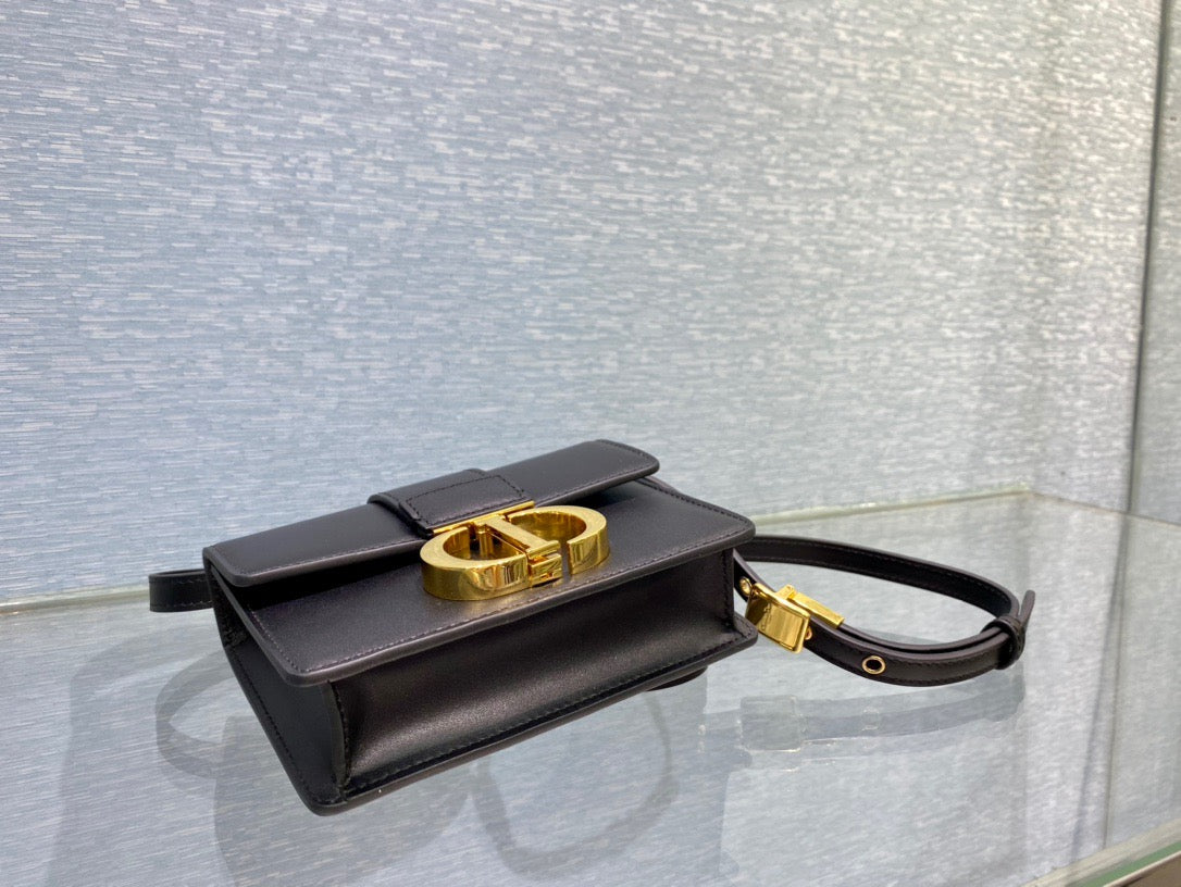Dior 30 Montaigne Micro Bag In Black Box Calfskin