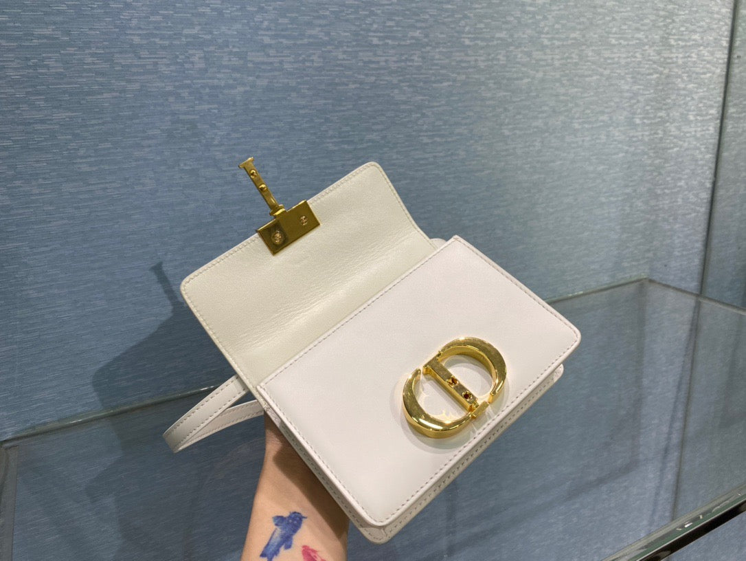 Dior 30 Montaigne Micro Bag In White Box Calfskin