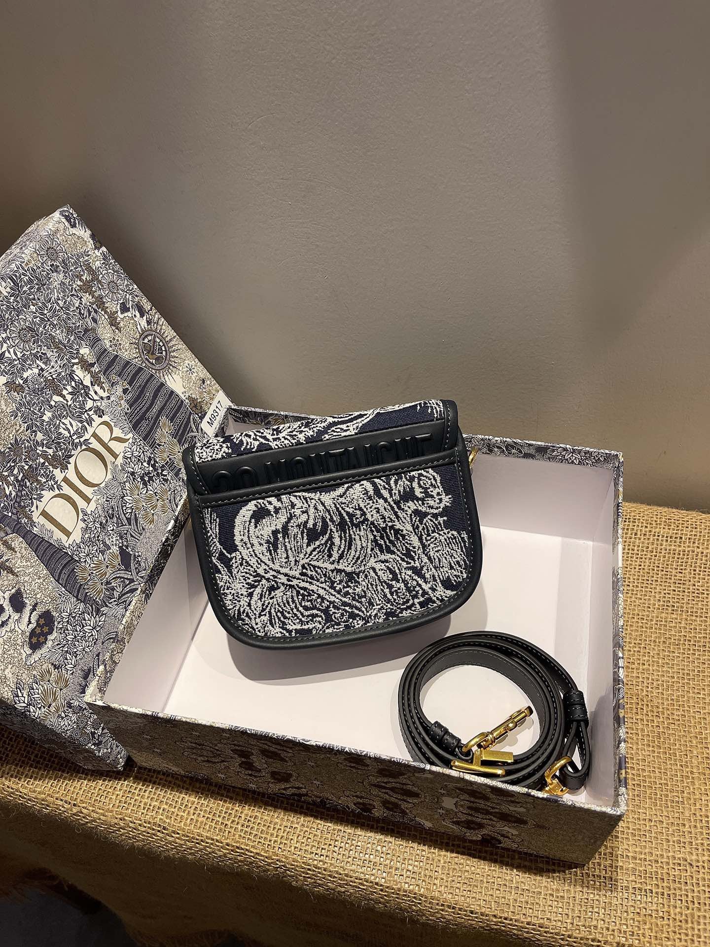 Dior Bobby Small  Bag In Dark Blue Box Canvas