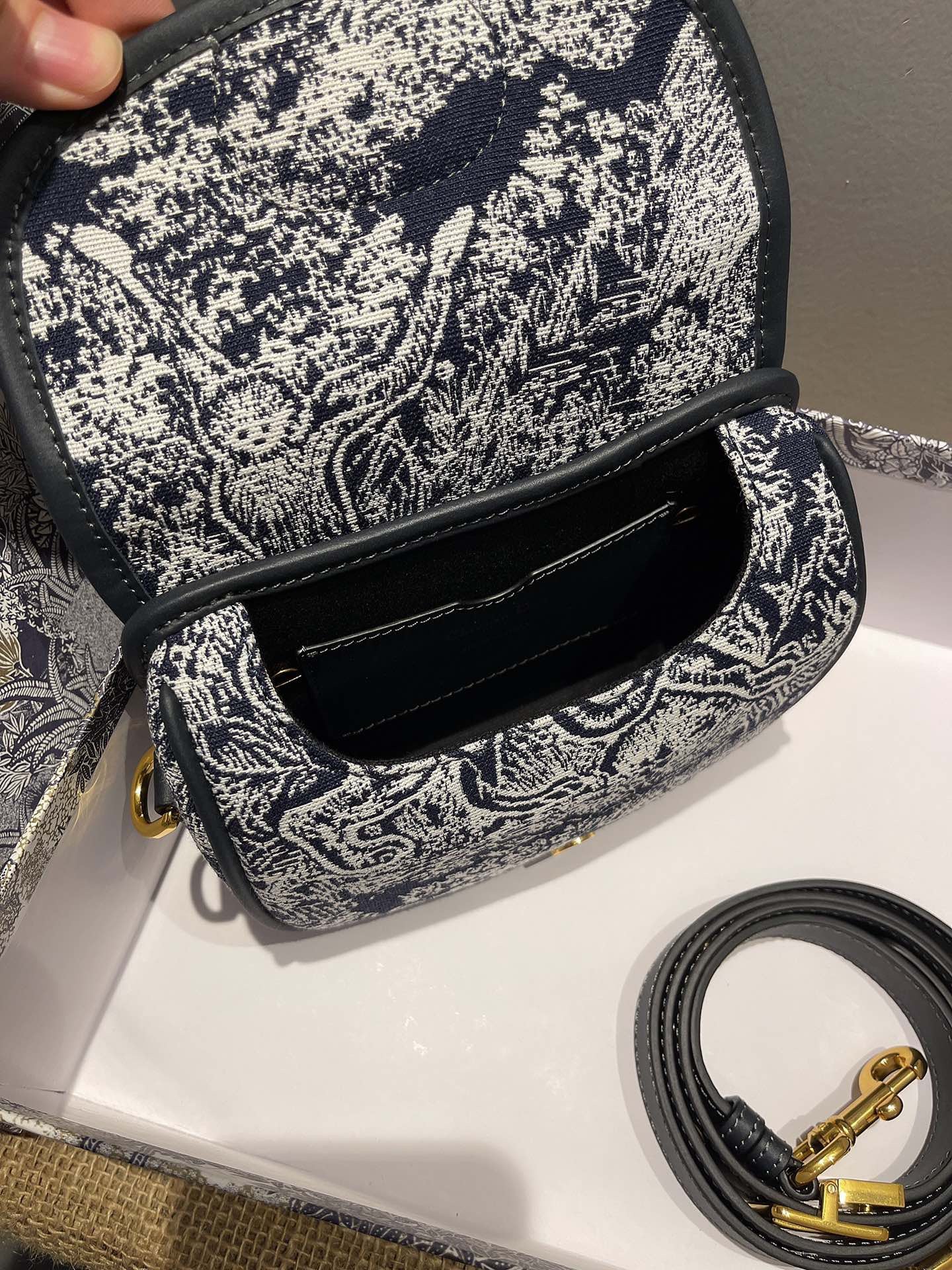 Dior Bobby Small  Bag In Dark Blue Box Canvas