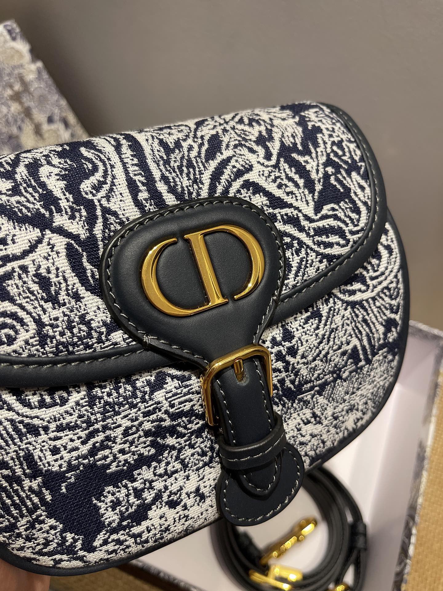 Dior Bobby Small  Bag In Dark Blue Box Canvas