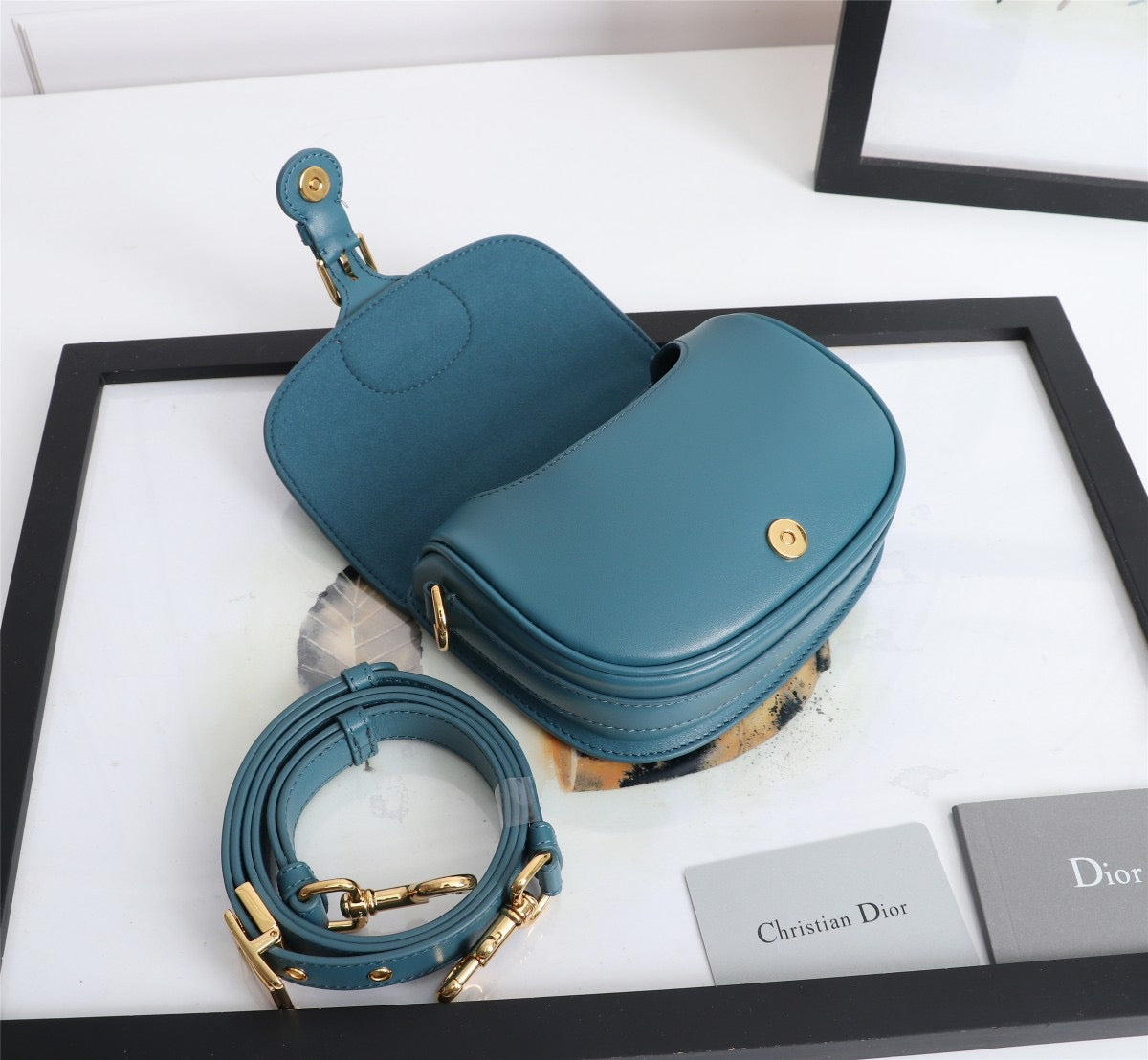 Dior Bobby Small Bag In Navy Blue Box Calfskin