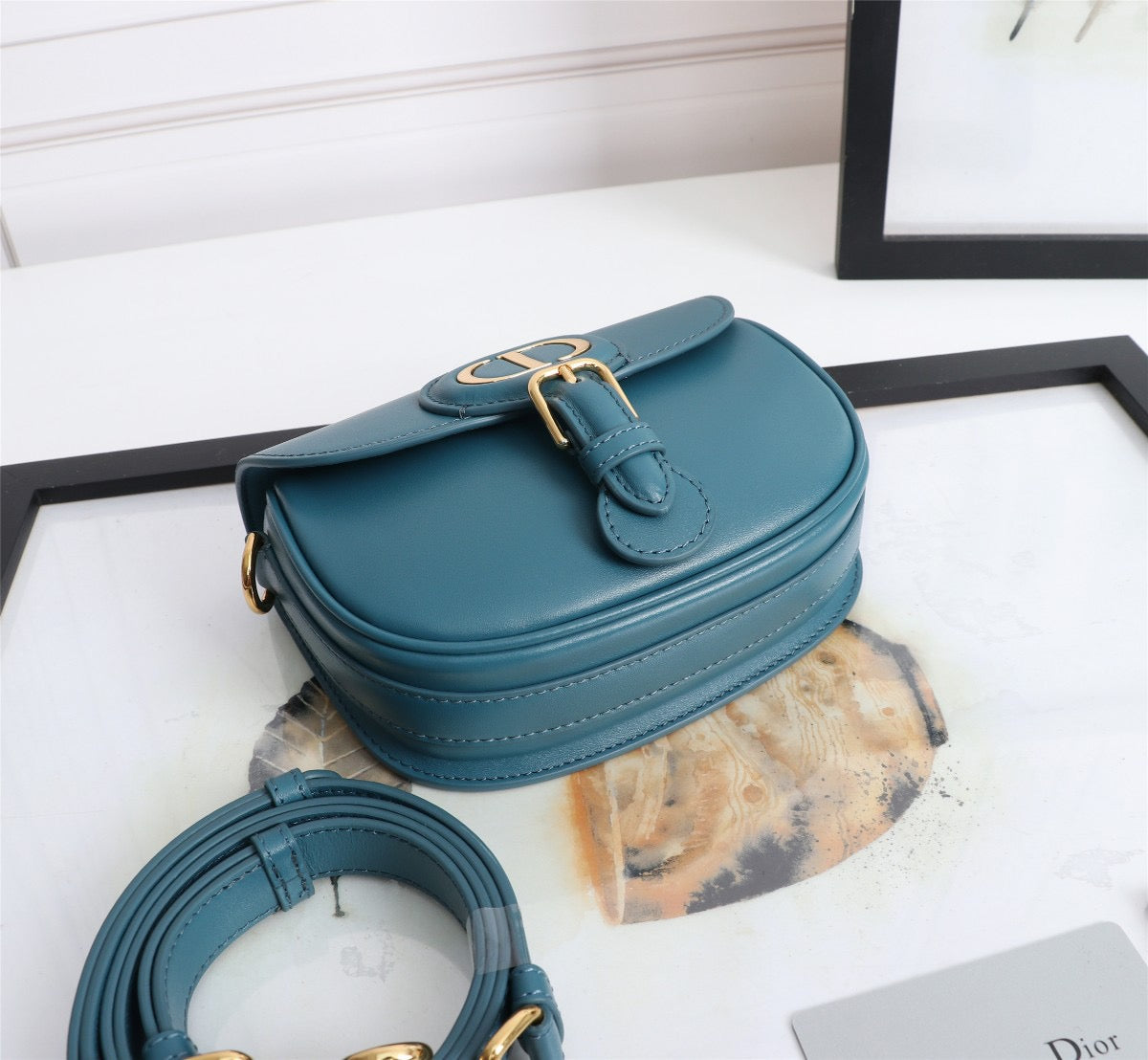 Dior Bobby Small Bag In Navy Blue Box Calfskin