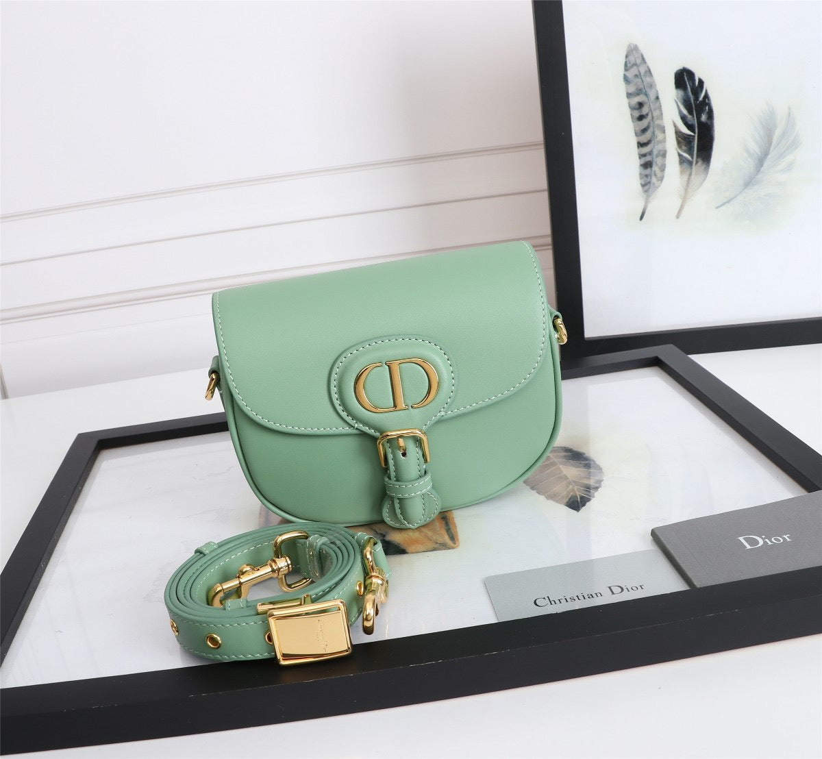 Dior Bobby Small Bag In Avocado Green Box Calfskin