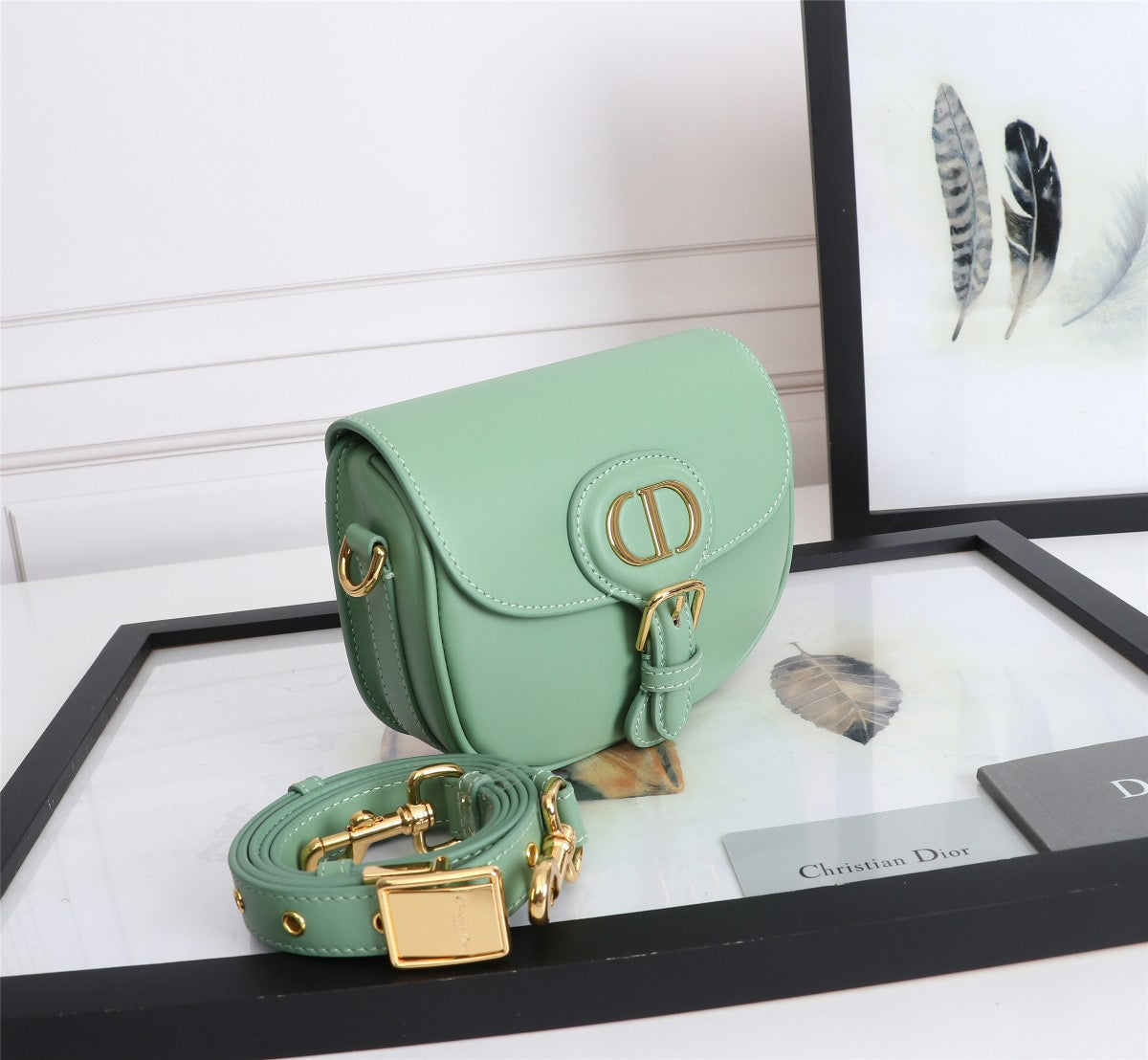 Dior Bobby Small Bag In Avocado Green Box Calfskin