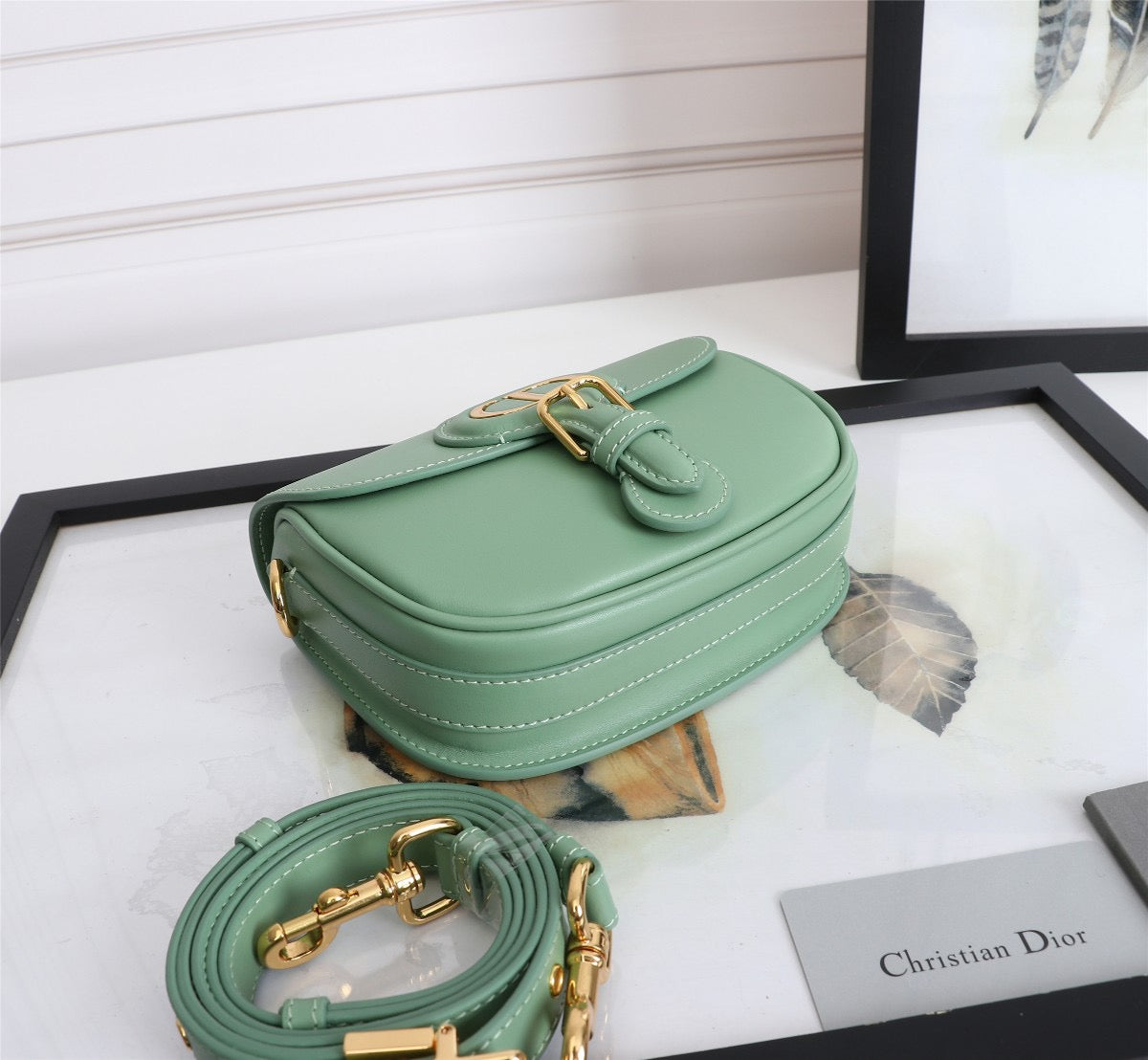 Dior Bobby Small Bag In Avocado Green Box Calfskin