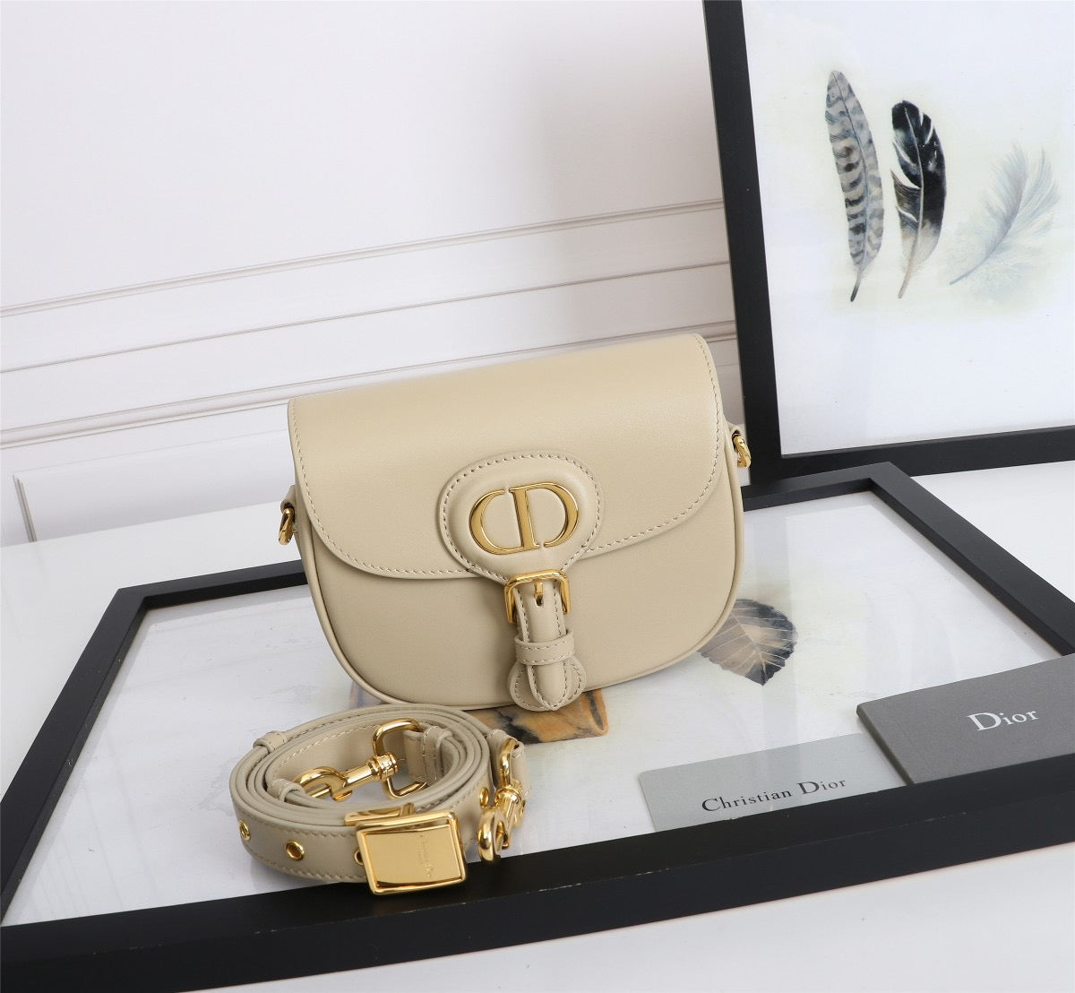 Dior Bobby Small Bag In Beige Box Calfskin