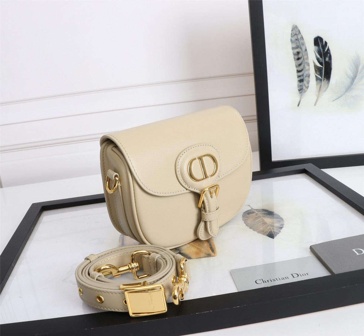 Dior Bobby Small Bag In Beige Box Calfskin