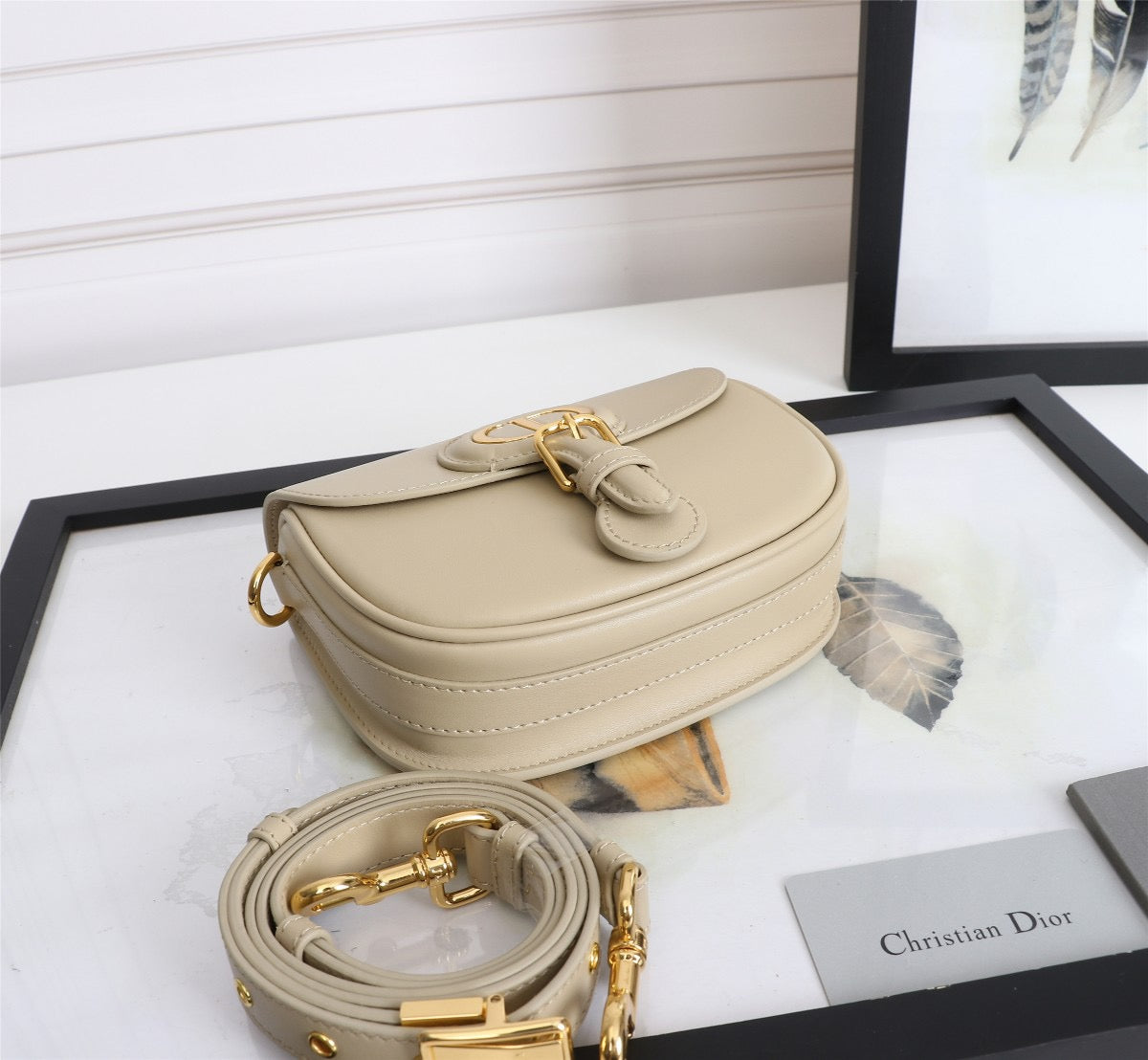 Dior Bobby Small Bag In Beige Box Calfskin