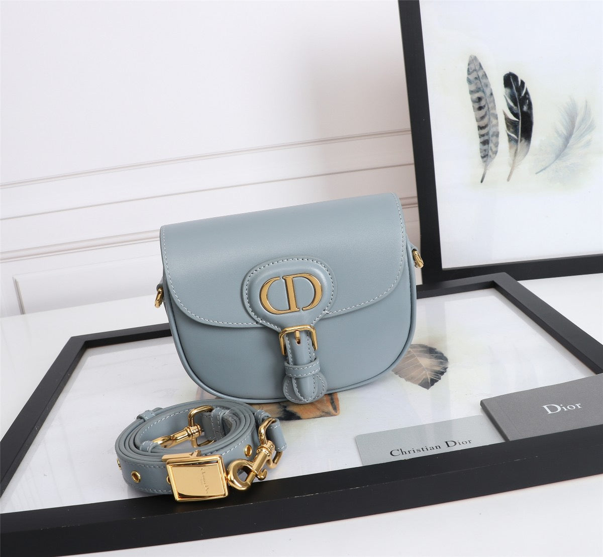 Dior Bobby Small Bag In Haze Blue Box Calfskin