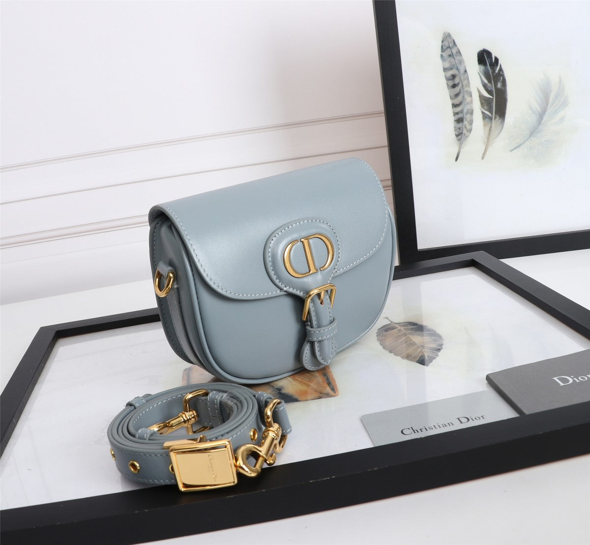 Dior Bobby Small Bag In Haze Blue Box Calfskin