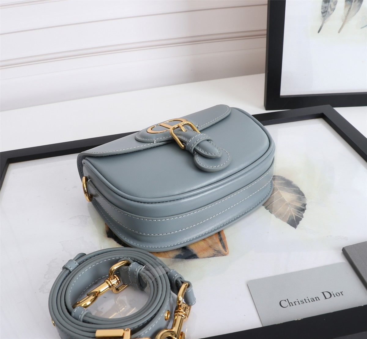 Dior Bobby Small Bag In Haze Blue Box Calfskin