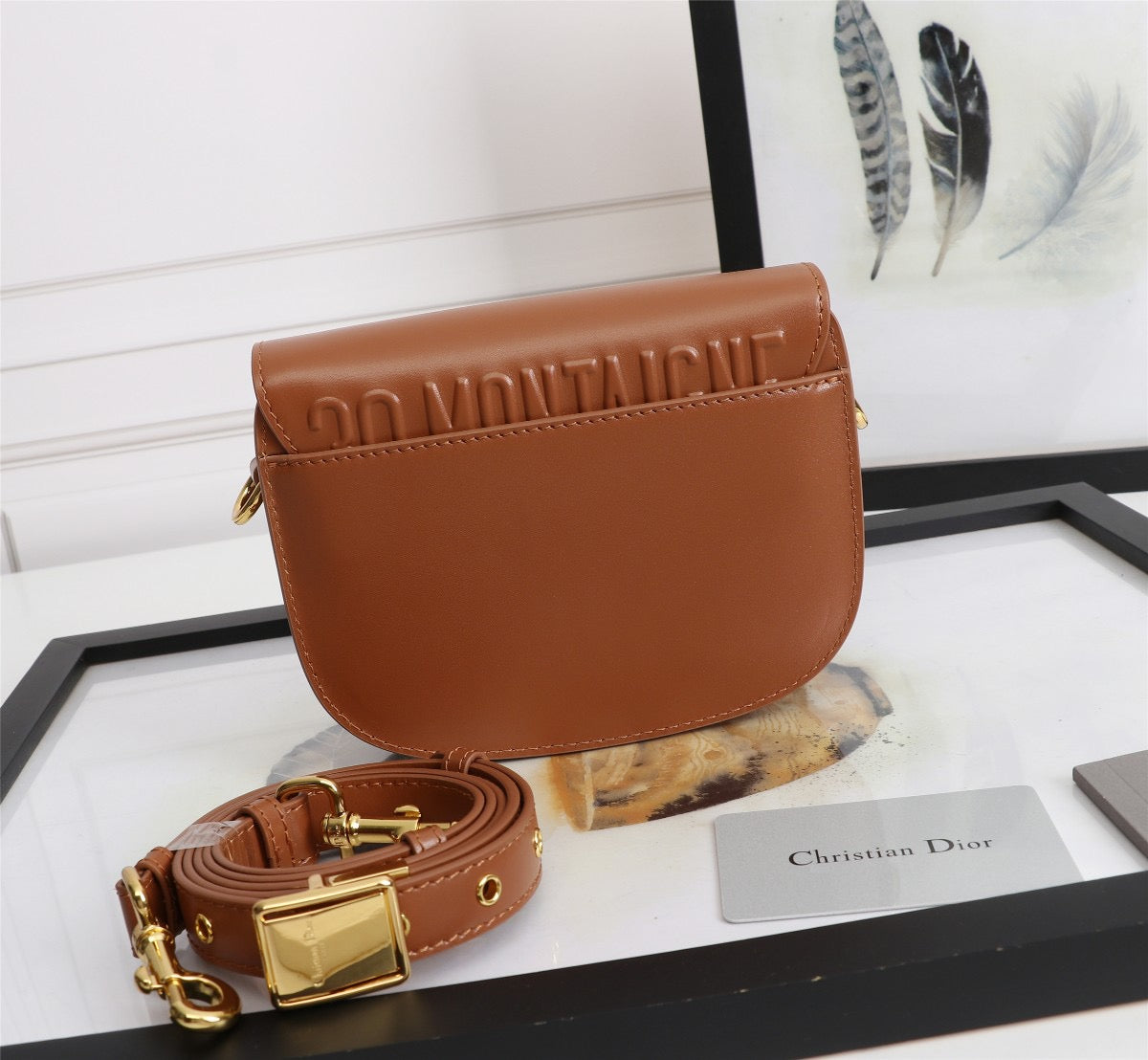 Dior Bobby Small Bag In Gold Brown Box Calfskin