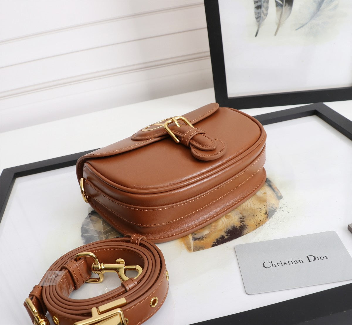 Dior Bobby Small Bag In Gold Brown Box Calfskin