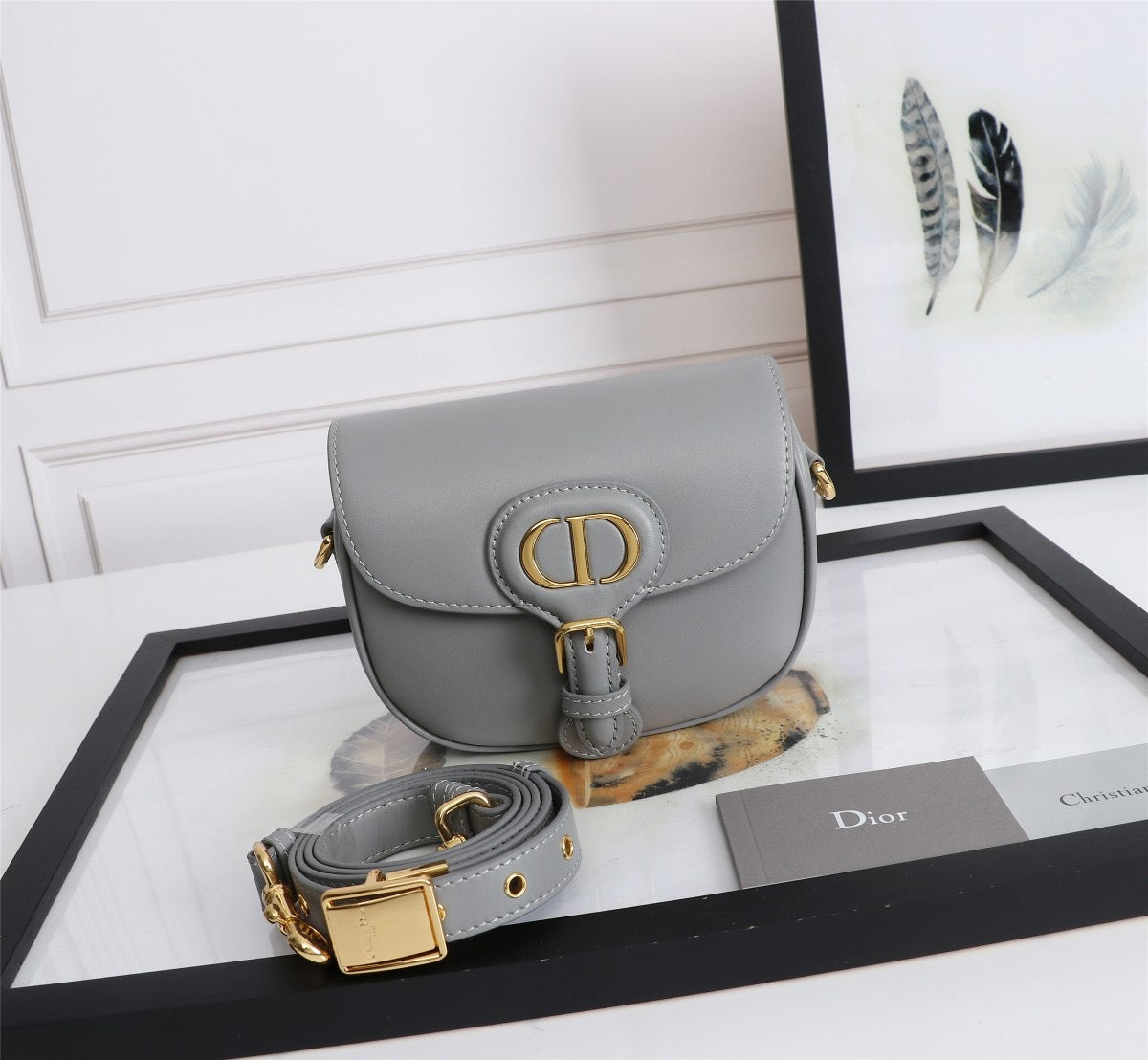 Dior Bobby Small Bag In Gray Box Calfskin