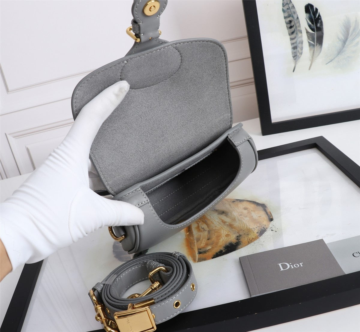 Dior Bobby Micro Bag In Gray Box Calfskin