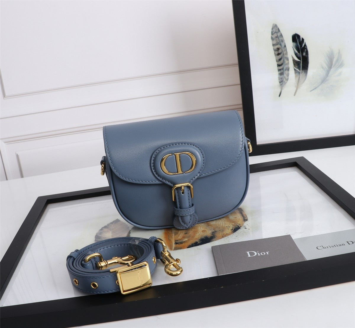 Dior Bobby Small Bag In Blue Paradise Box Calfskin