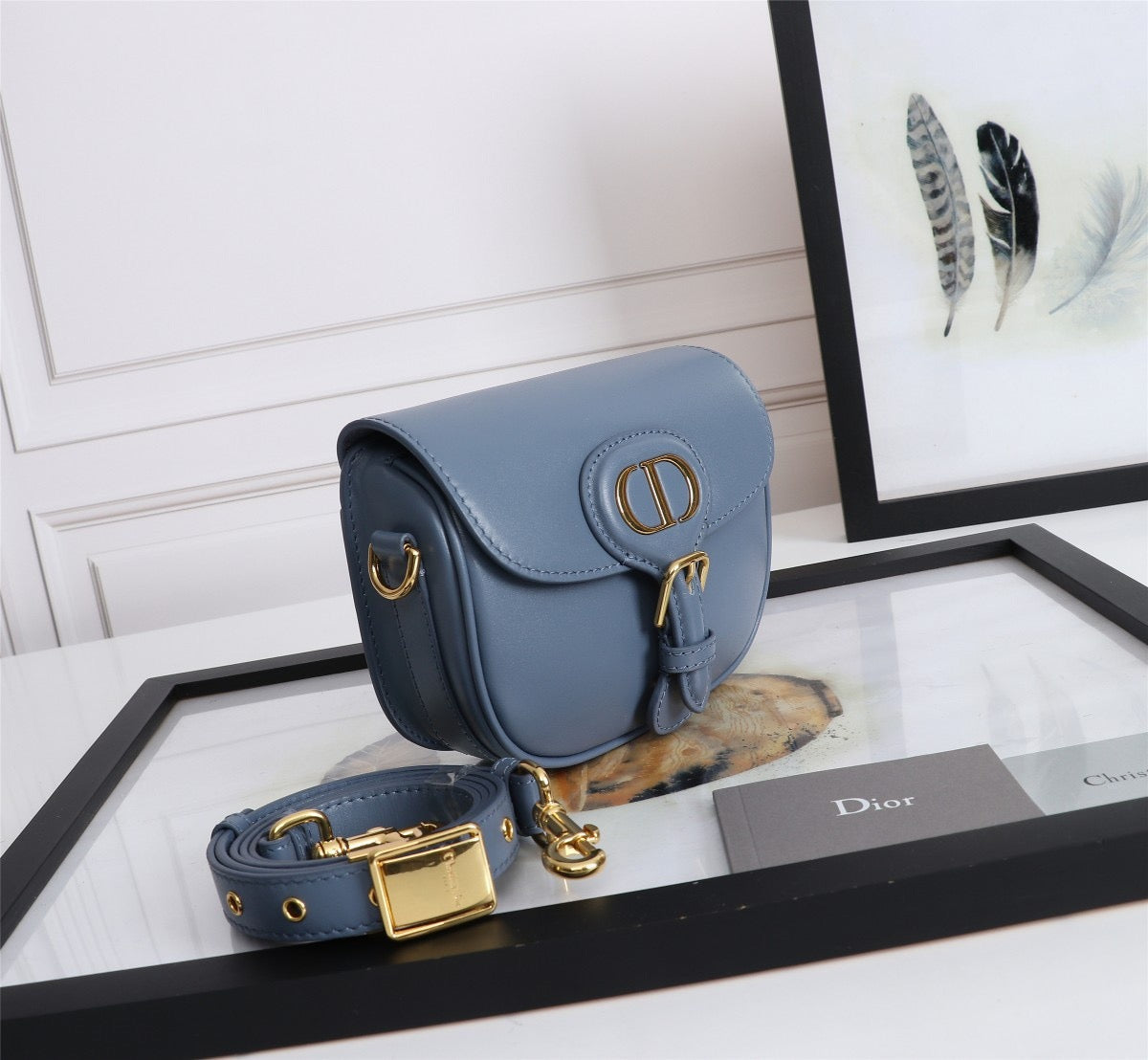 Dior Bobby Small Bag In Blue Paradise Box Calfskin