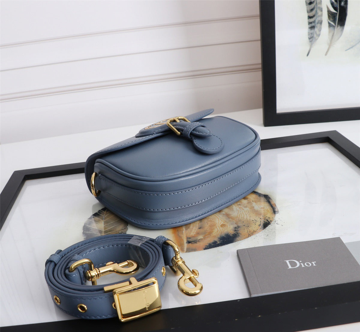 Dior Bobby Small Bag In Blue Paradise Box Calfskin