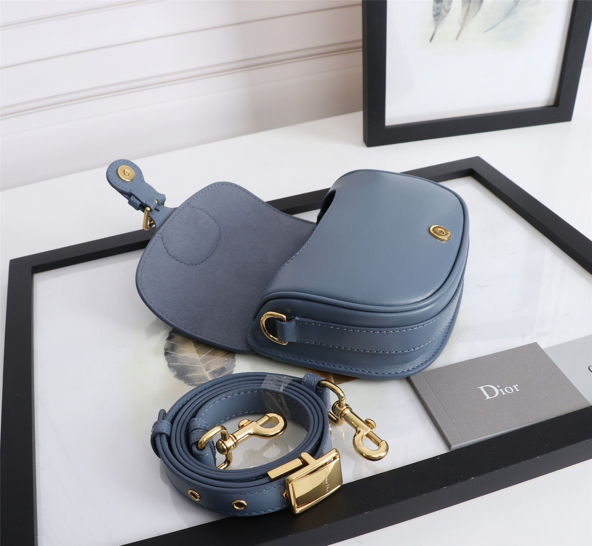 Dior Bobby Small Bag In Blue Paradise Box Calfskin