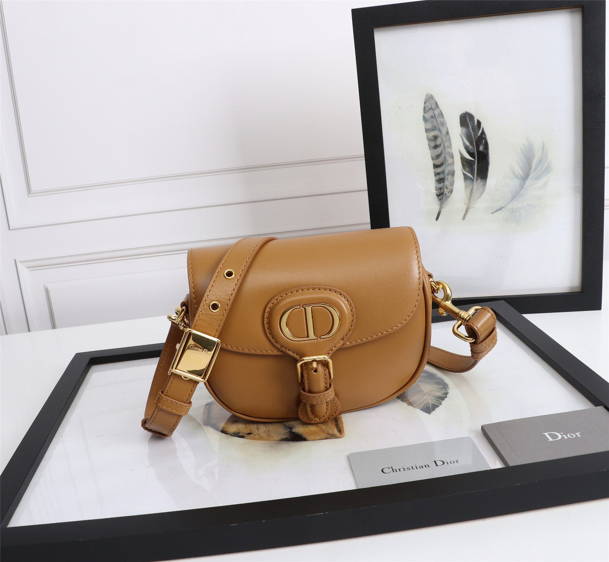 Dior Bobby Micro Bag In Gold Brown Box Calfskin