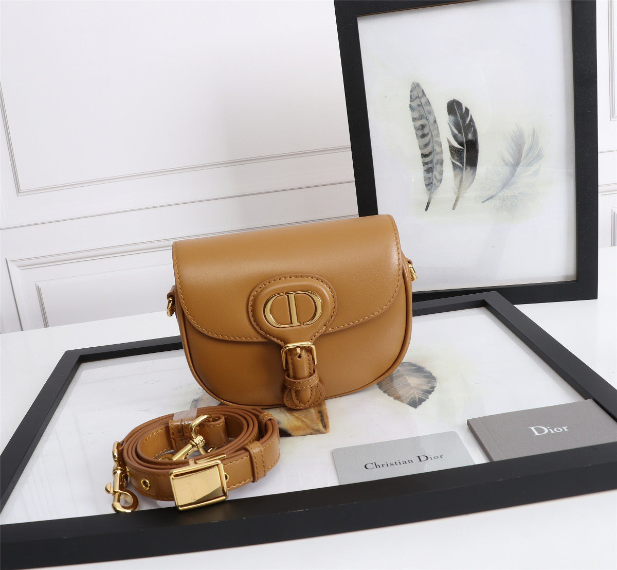 Dior Bobby Micro Bag In Gold Brown Box Calfskin