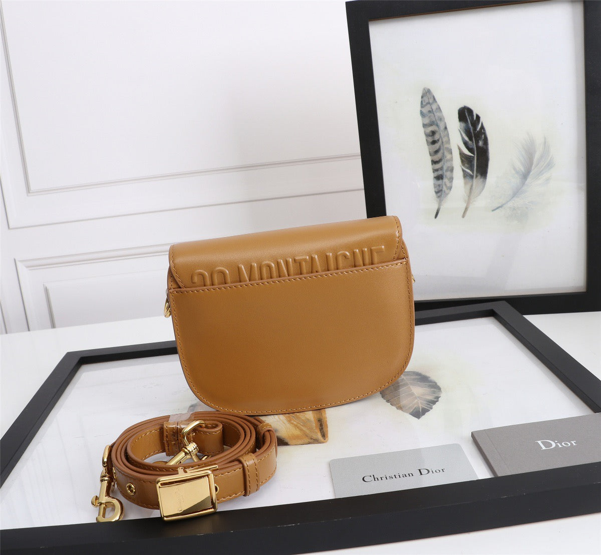 Dior Bobby Micro Bag In Gold Brown Box Calfskin