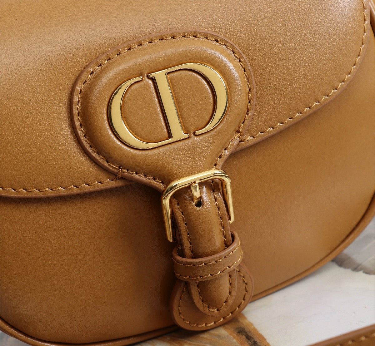 Dior Bobby Micro Bag In Gold Brown Box Calfskin