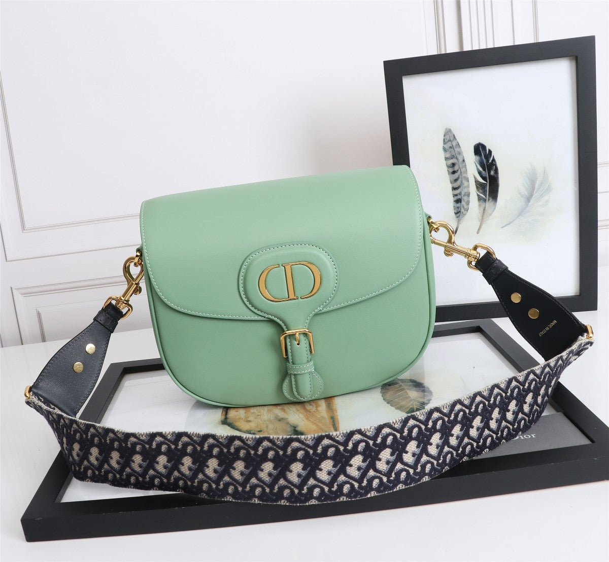 Dior Bobby Large Bag In Vert Criquet Box Calfskin