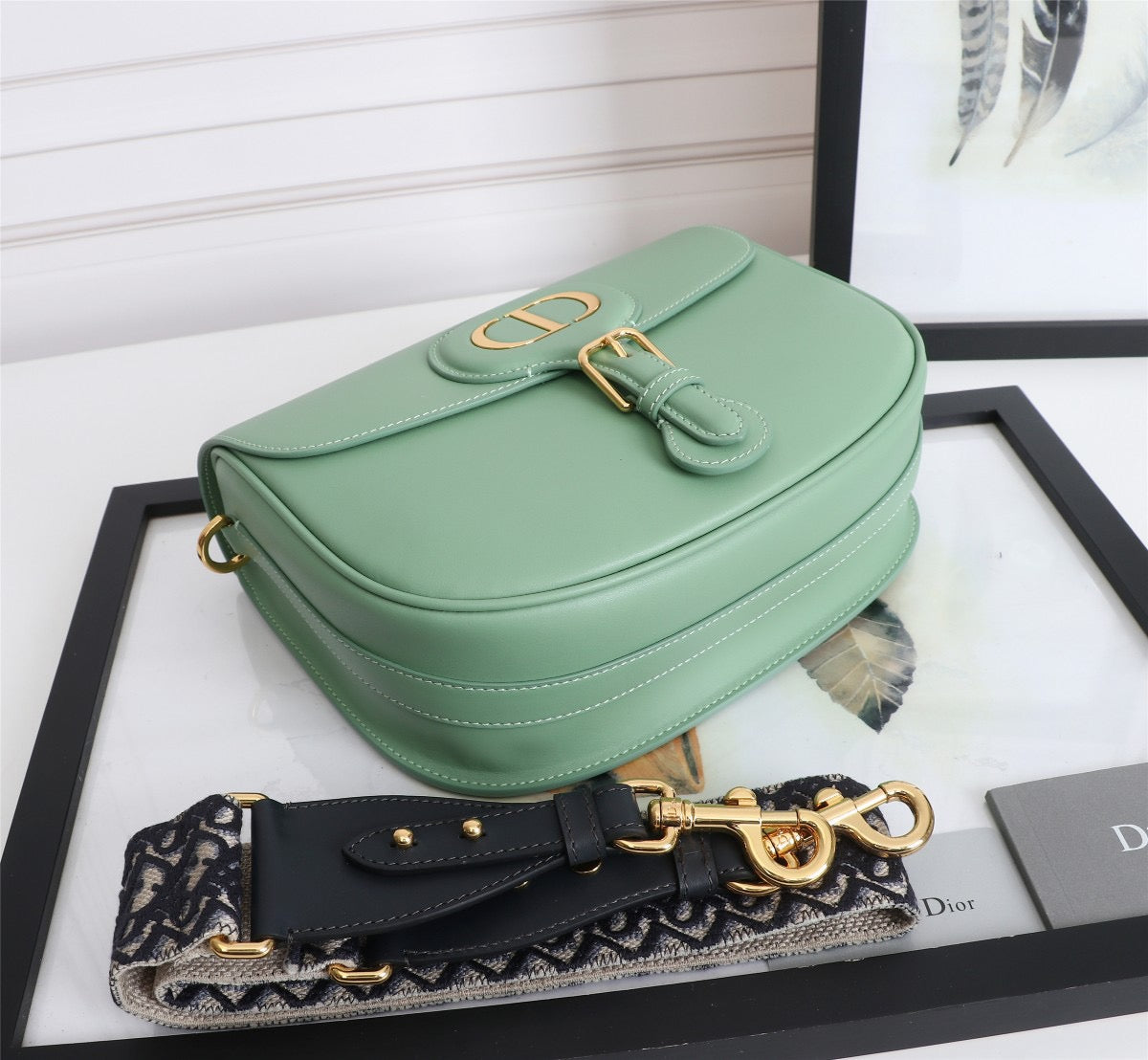 Dior Bobby Large Bag In Vert Criquet Box Calfskin