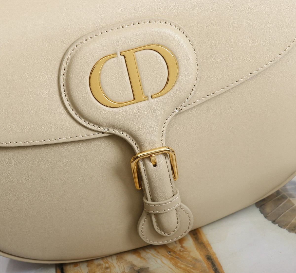 Dior Bobby Large Wide Shoulder Strap  Bag In Beige Calfskin