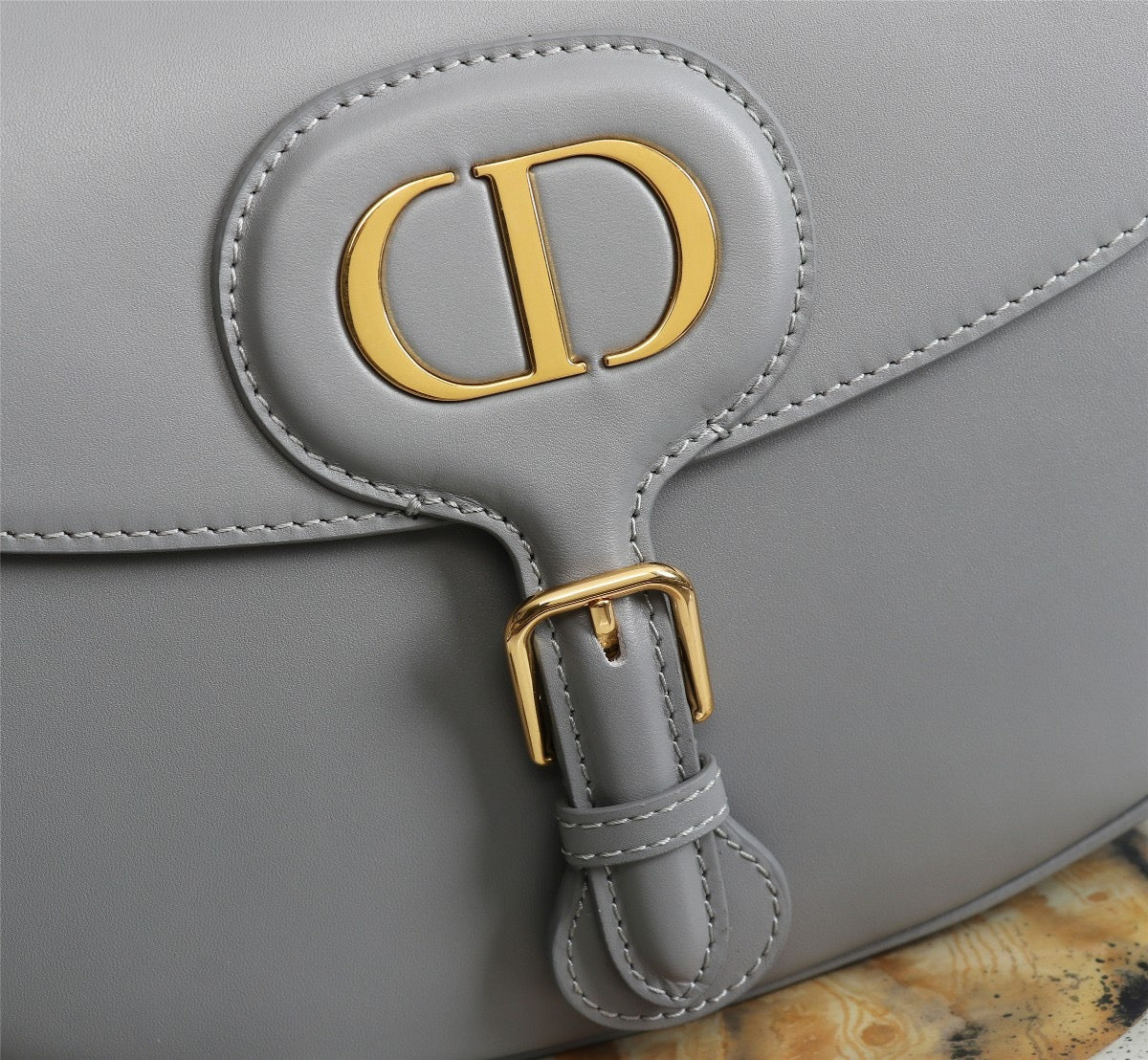 Dior Bobby Large Wide Shoulder Strap Bag In Gray Calfskin